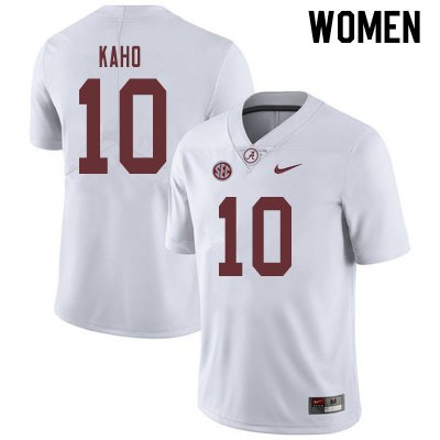 NCAA Women's Alabama Crimson Tide #10 Ale Kaho Stitched College 2019 Nike Authentic White Football Jersey US17N03PK